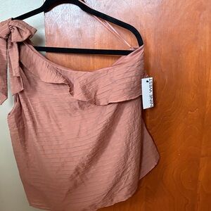 Nine West Women's One-Shoulder Ruffle Top - Brown
